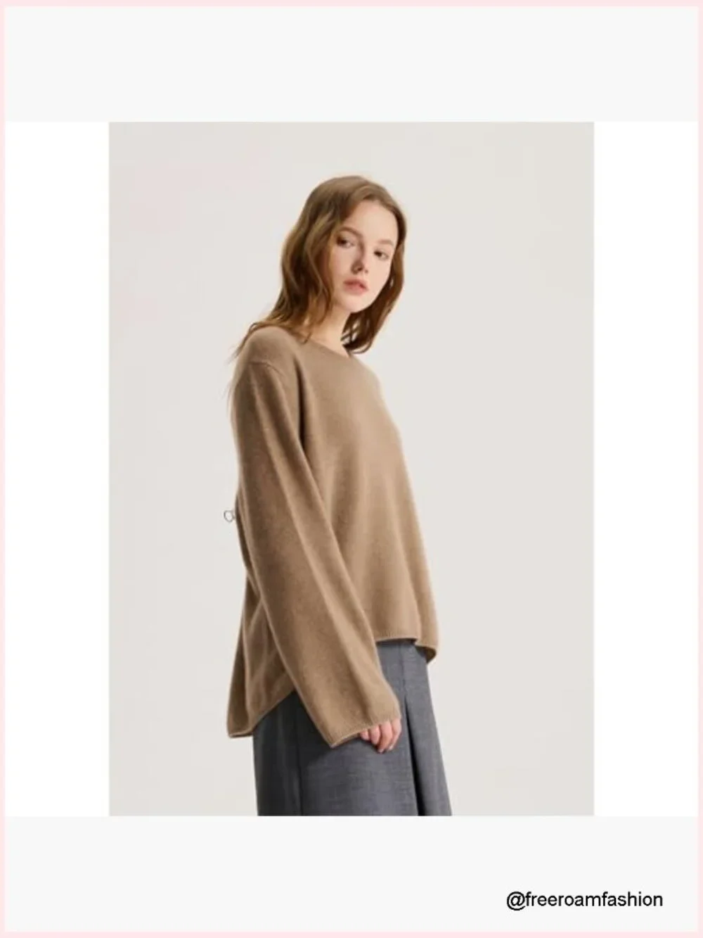 Loose Fit 7-Gauge Cashmere Crewneck Sweater Pullover Undyed Eco-Friendly - Picture 2 of 7